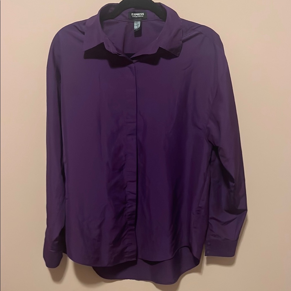 Express Purple Long Sleeve Button Down Shirt